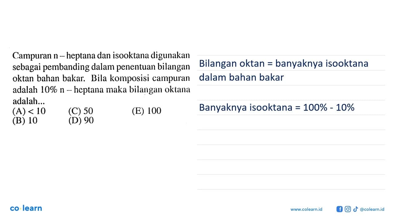 Campuran n-heptana dan isooktana digunakan sebagai