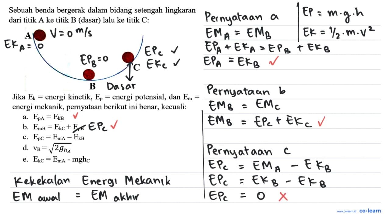 Sebuah benda bergerak dalam bidang setengah lingkaran dari