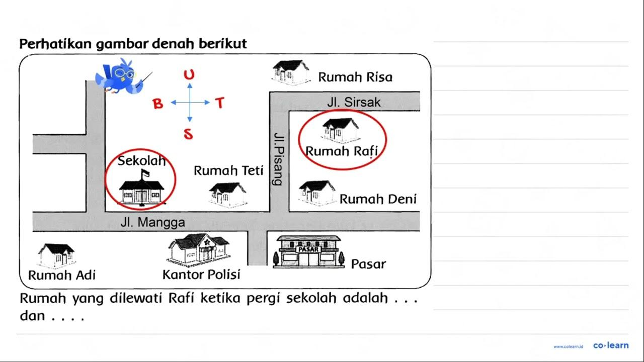 Perhatikan gambar denah berikut Rumah yang dilewati Rafí