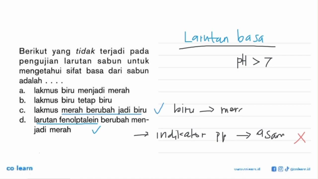 Berikut yang tidak terjadi pada pengujian larutan sabun