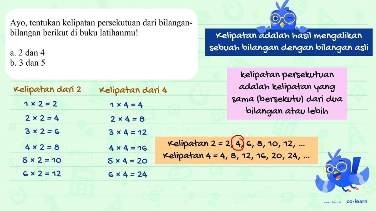 Ayo, tentukan kelipatan persekutuan dari bilanganbilangan