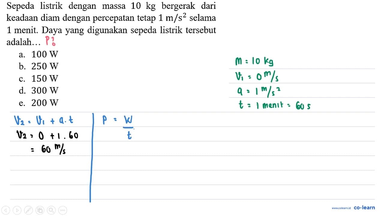 Sepeda listrik dengan massa 10 kg bergerak dari keadaan