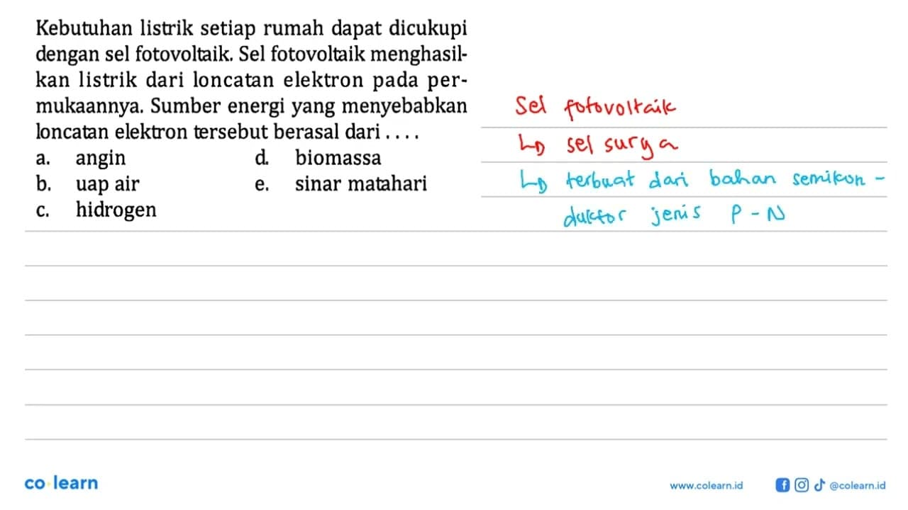 Kebutuhan listrik setiap rumah dapat dicukupi dengan sel