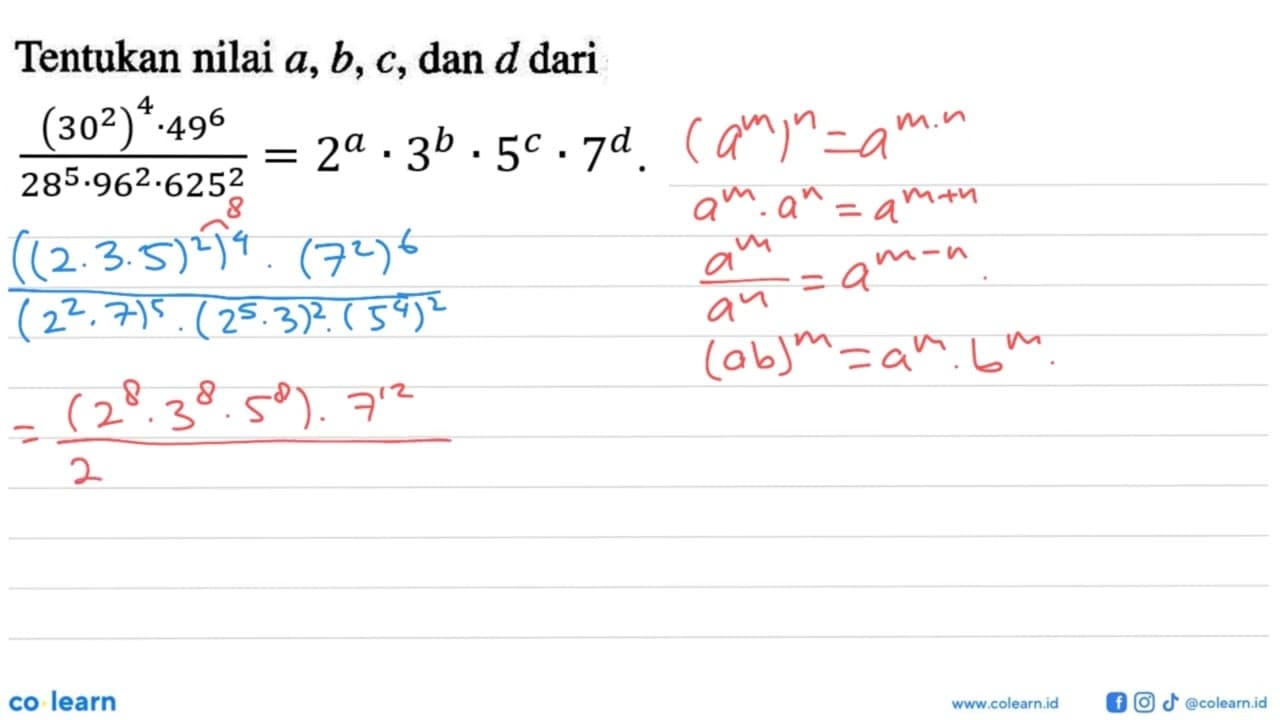 Tentukan nilai a, b, c, dan d dari