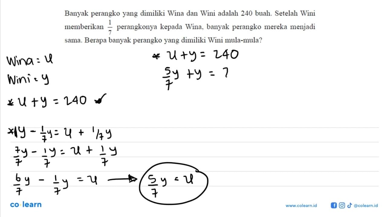 Banyak perangko yang dimiliki Wina dan Wini adalah 240