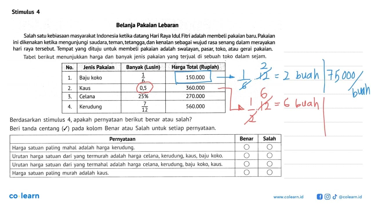 Stimulus 4 Belanja Pakaian Lebaran Salah satu kebiasaan