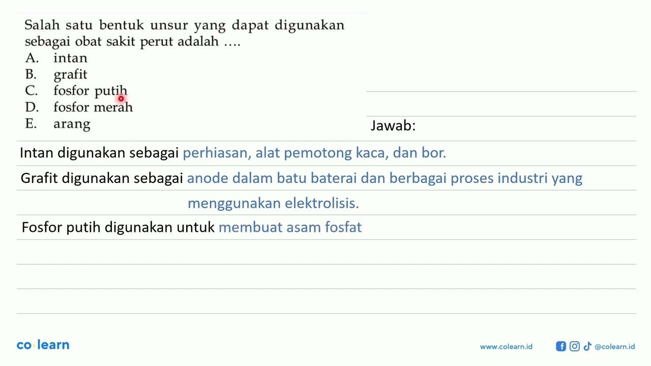 Salah satu bentuk unsur yang dapat digunakan sebagai obat