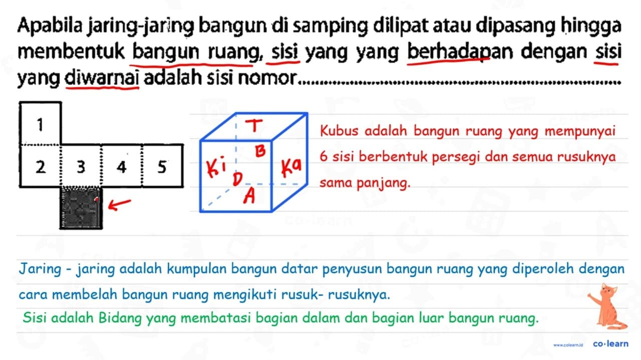 Apabila jaring-jaring bangun di samping dilipat atau