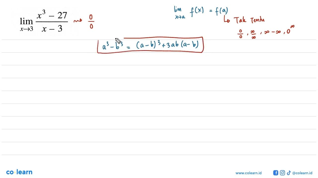 lim x->3 (x^3-27)/(x-3)