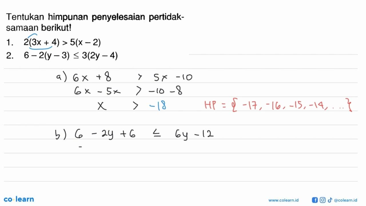 Tentukan himpunan penyelesaian pertidak- samaan berikutl 1.