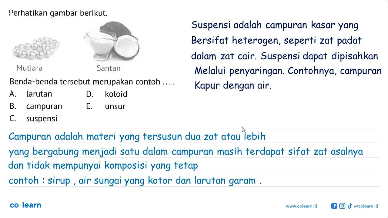 Perhatikan gambar berikut. Mutiara Santan Benda-benda