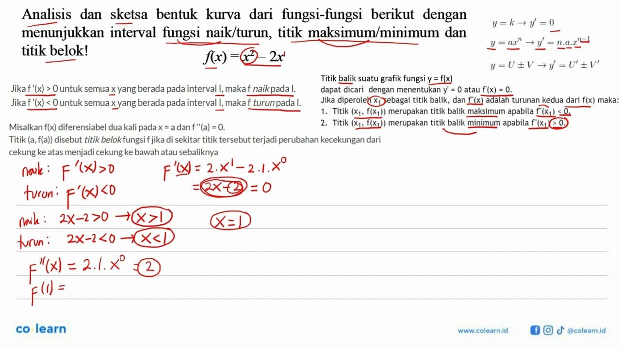 Analisis dan sketsa bentuk kurva dari fungsi-fungsi berikut