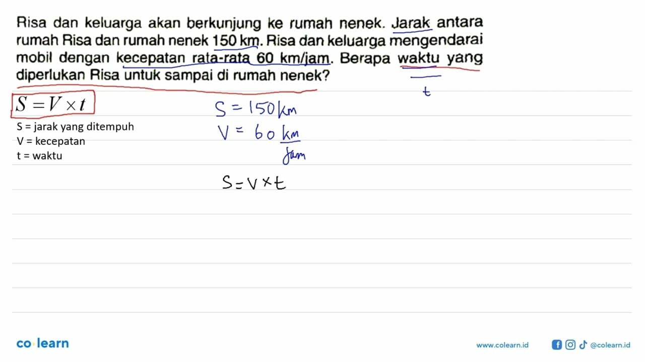 Risa dan keluarga akan berkunjung ke rumah nenek. Jarak