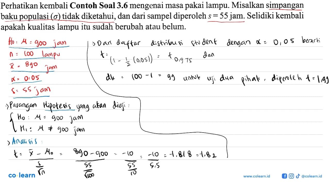 Perhatikan kembali Contoh Soal 3.6 mengenai masa pakai