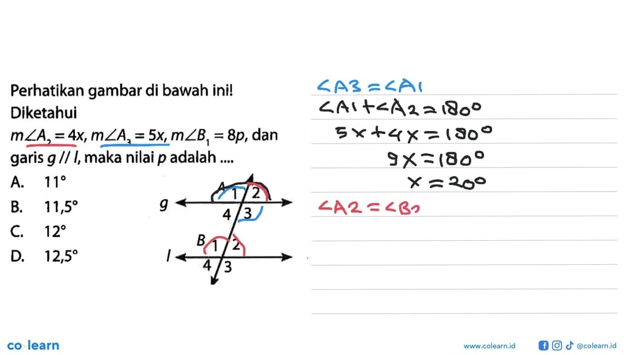 Perhatikan gambar di bawah ini! Diketahui m sudut A2=4 x, m