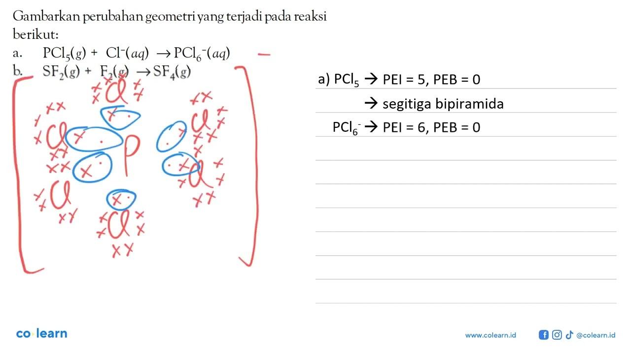 Gambarkan perubahan geometri yang terjadi pada reaksi