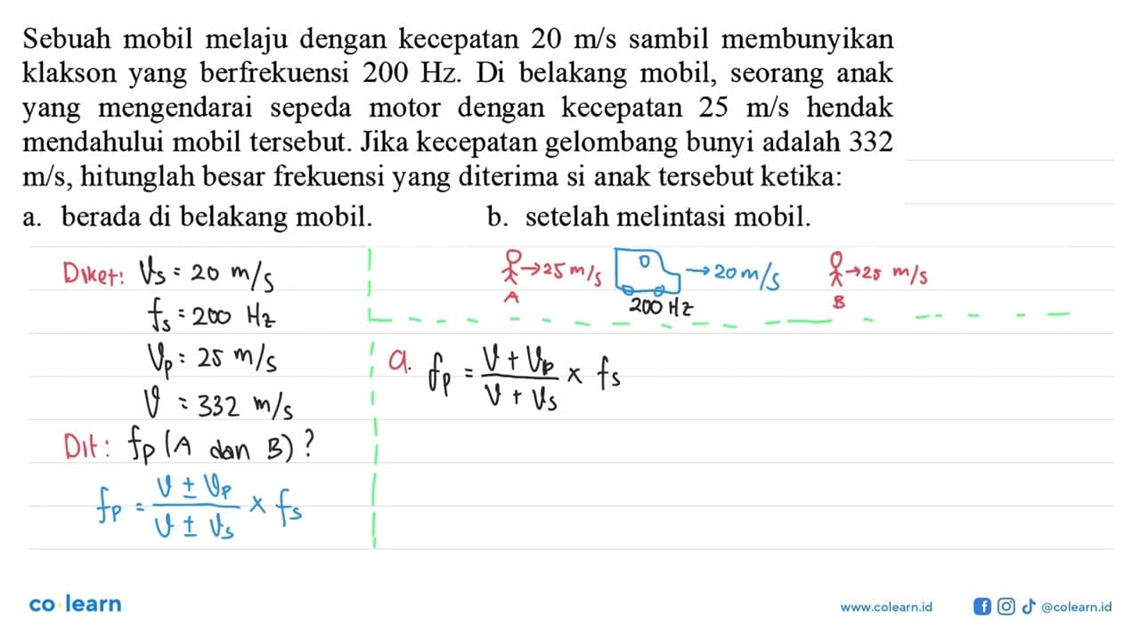 Sebuah mobil melaju dengan kecepatan 20 m/s sambil