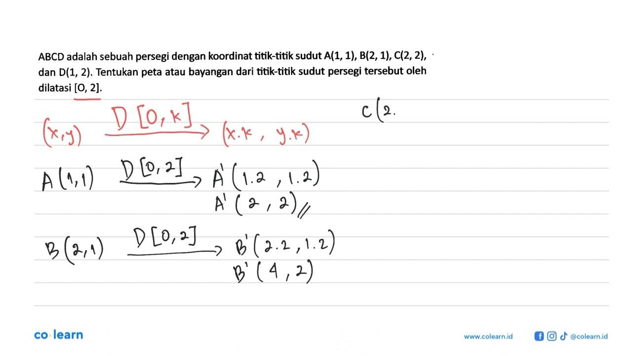 ABCD adalah sebuah persegi dengan koordinat titik-titik