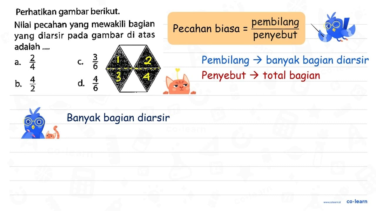 Perhatikan gambar berikut. Nilai pecahan yang mewakili