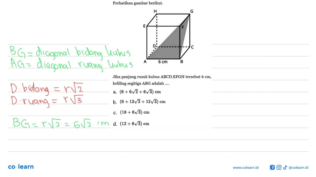 Perhatikan gambar berikut.Jika panjang rusuk kubus ABCD