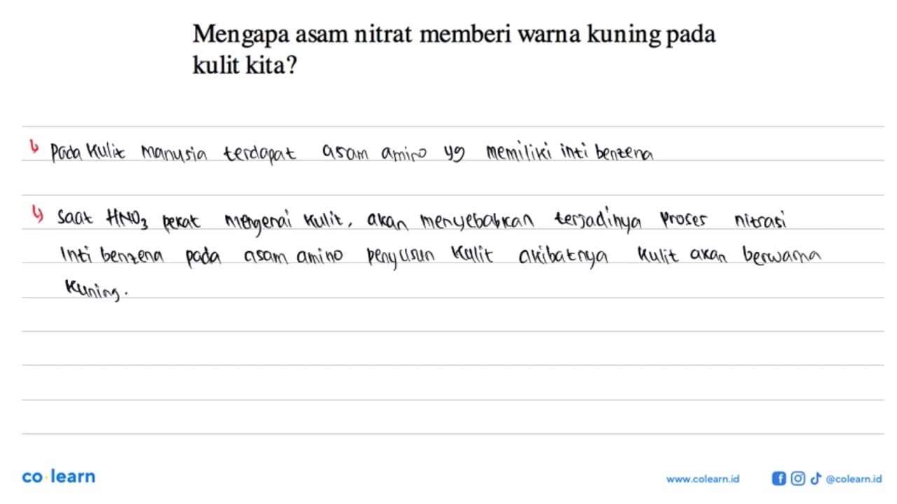 Mengapa asam nitrat memberi warna kuning pada kulit kita?