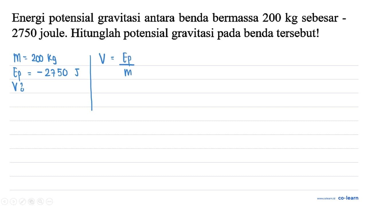 Energi potensial gravitasi antara benda bermassa 200 kg