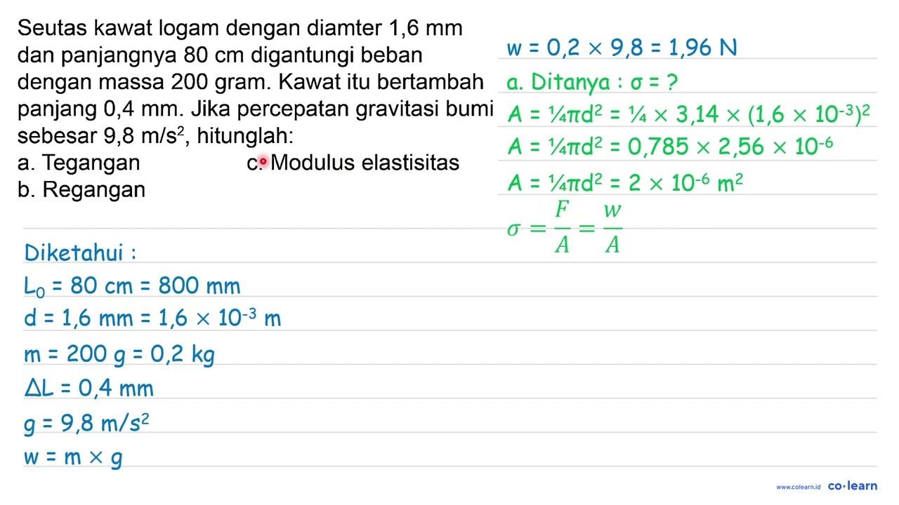 Seutas kawat logam dengan diamter 1,6 mm dan panjangnya 80