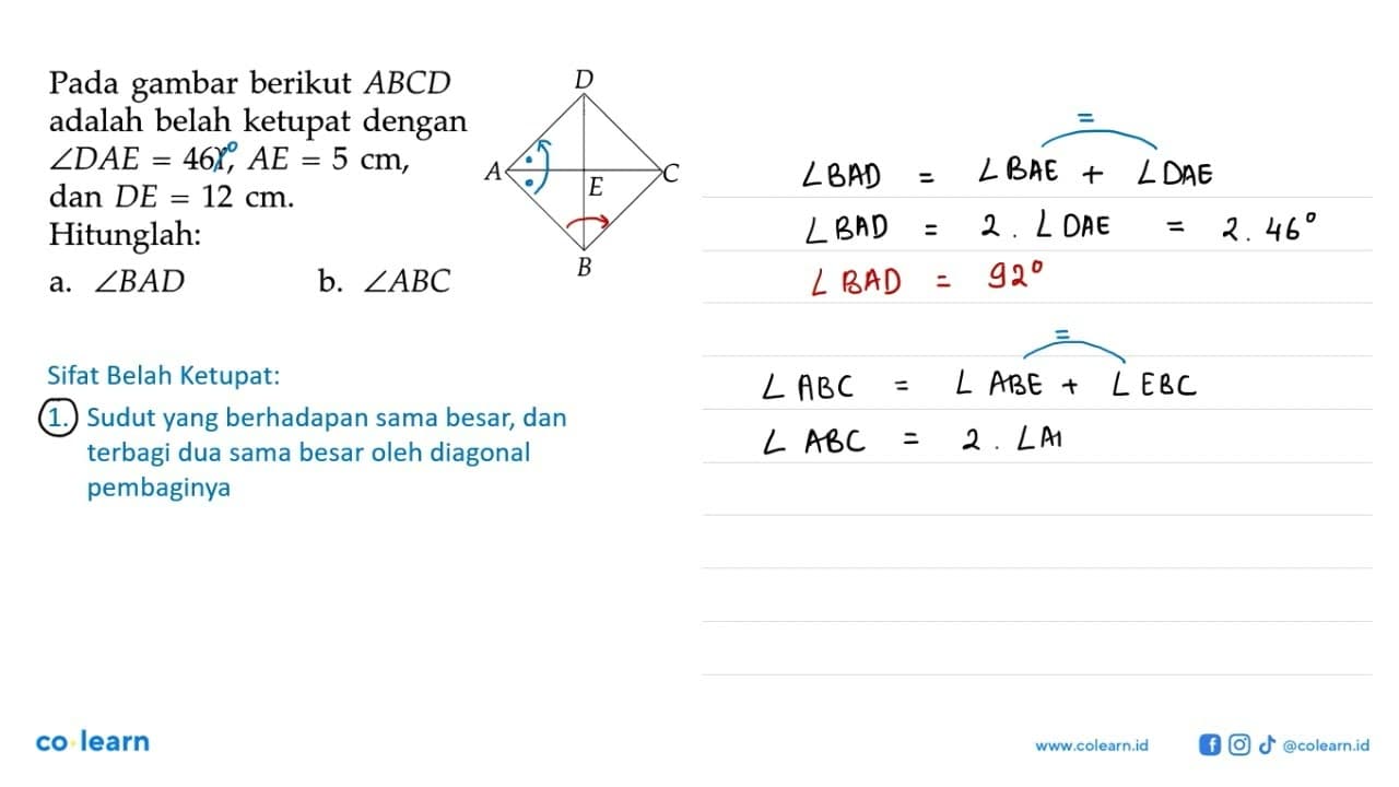 Pada gambar berikut ABCD adalah belah ketupat dengan sudut