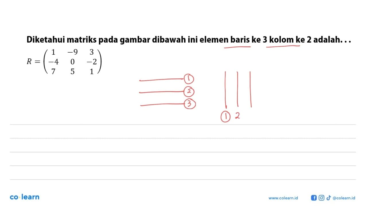 Diketahui matriks pada gambar dibawah ini elemen baris ke 3