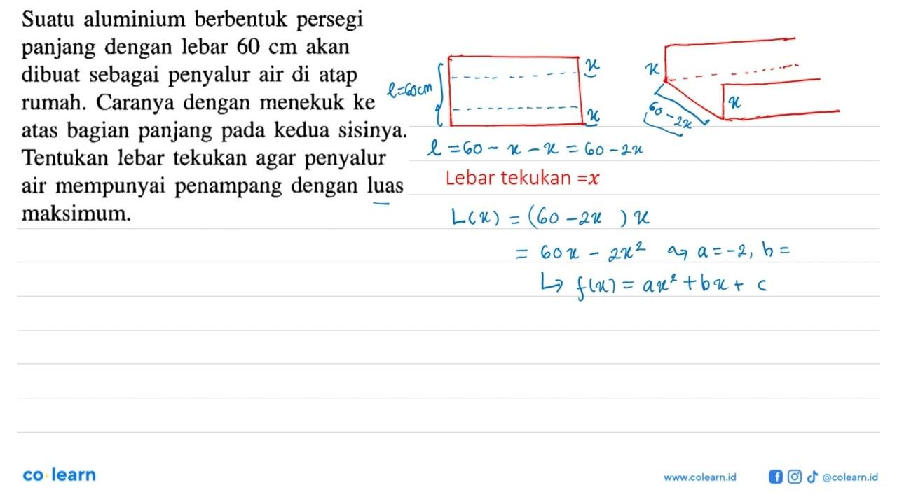 Suatu aluminium berbentuk persegi panjang dengan lebar 60