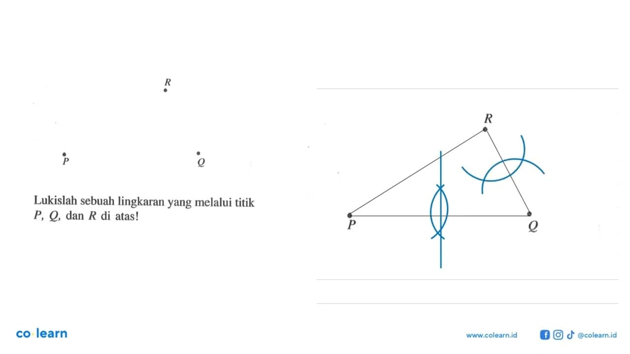 R P QLukislah sebuah lingkaran yang melalui titik P, Q ,