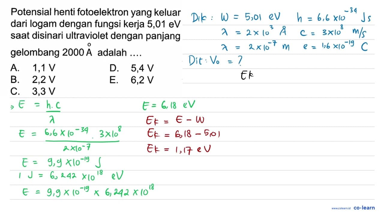 Potensial henti fotoelektron yang keluar dari logam dengan