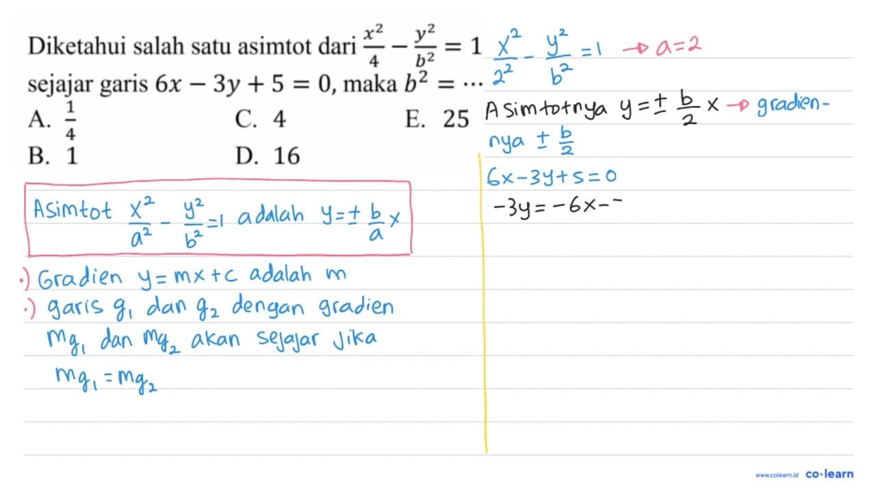 Diketahui salah satu asimtot dari