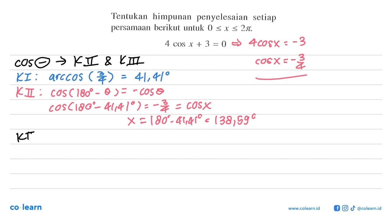 Tentukan himpunan penyelesaian setiap persamaan berikut