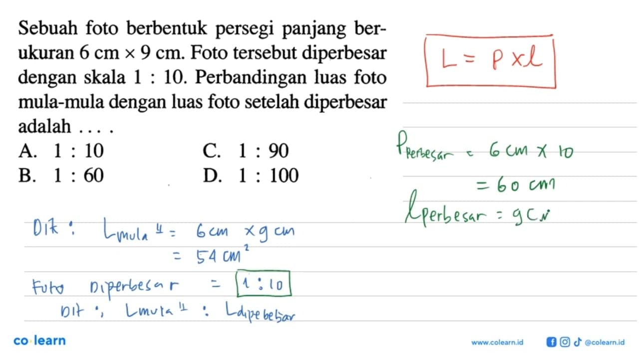 Sebuah foto berbentuk persegi panjang berukuran 6 cm x 9 cm