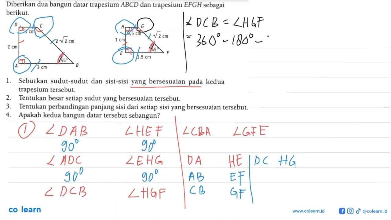 Diberikan dua bangun datar trapesium ABCD dan trapesium