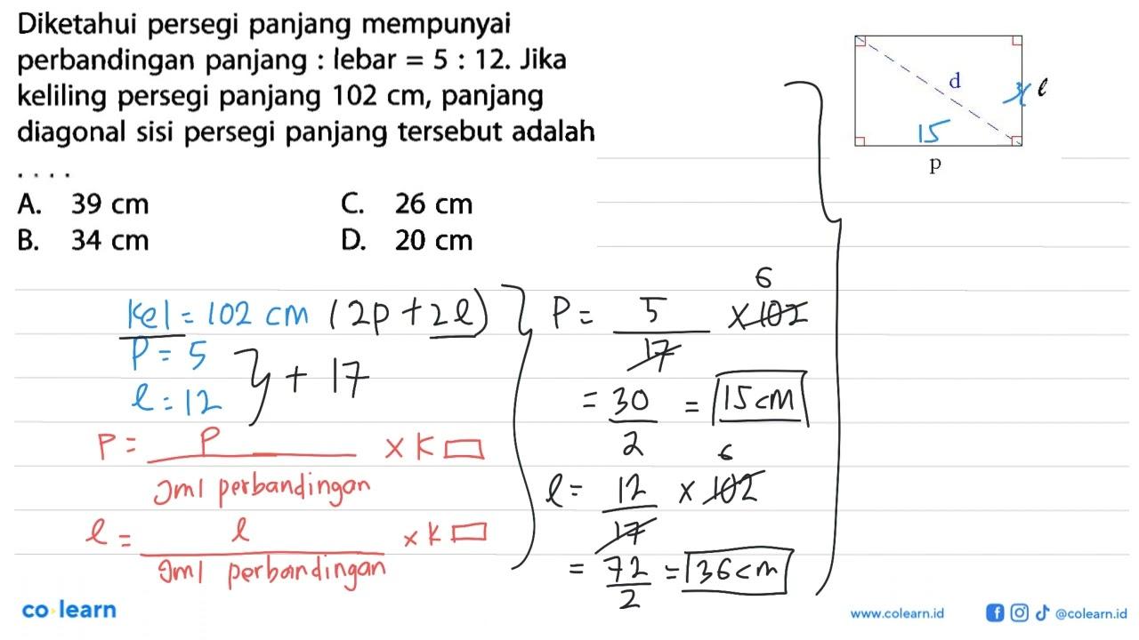 Diketahui persegi panjang mempunyai perbandingan