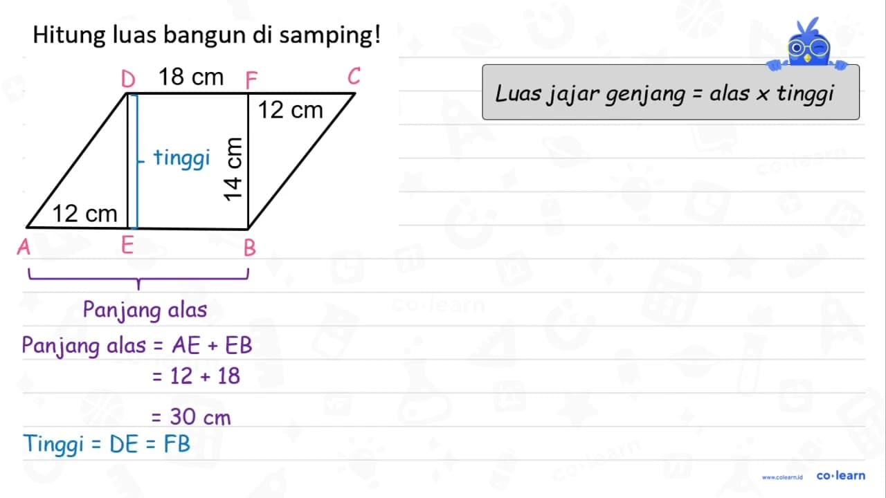 Hitung luas bangun di samping! 18 cm 12 cm 14 cm 12 cm