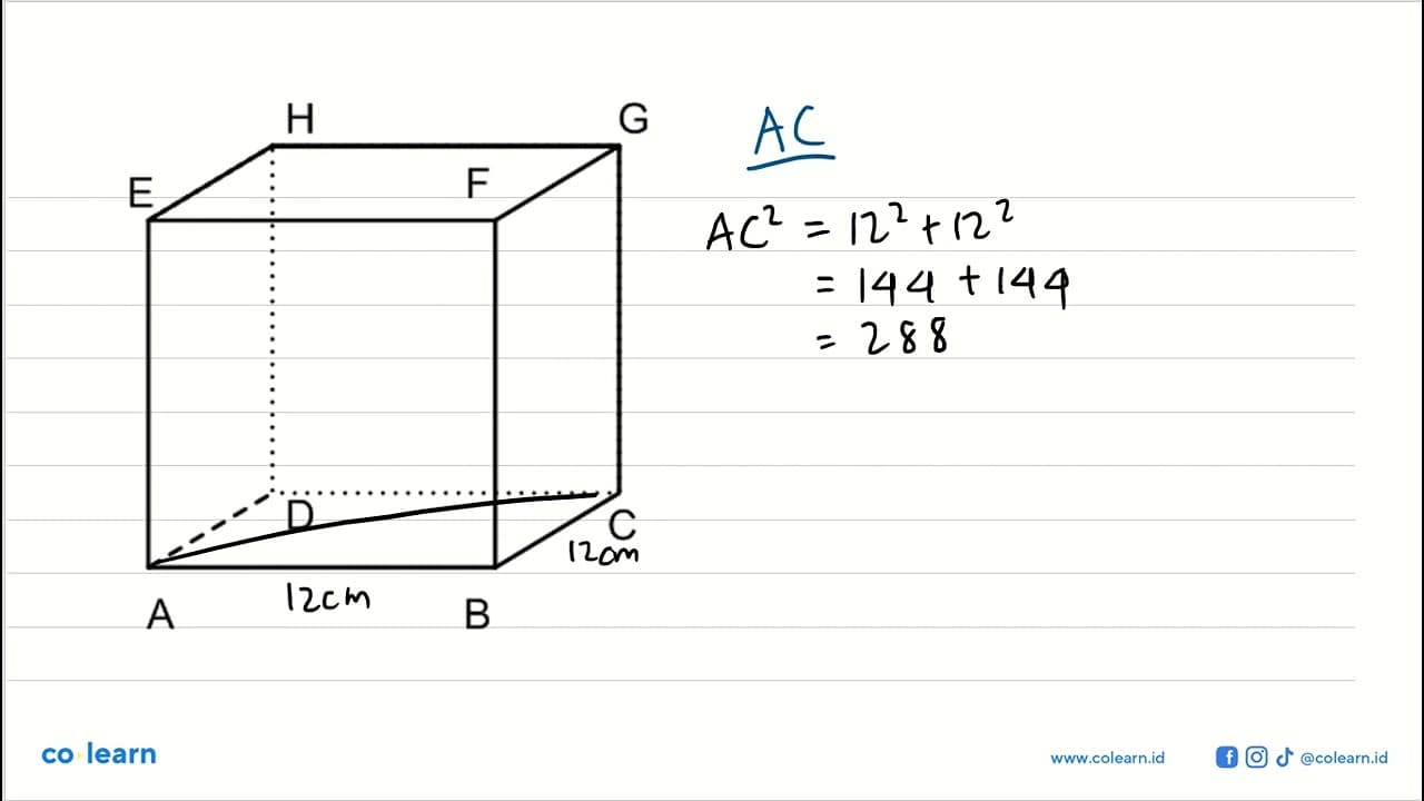 Diketahui panjang rusuk kubus ABCD.EFGH adalah 12 cm dan P