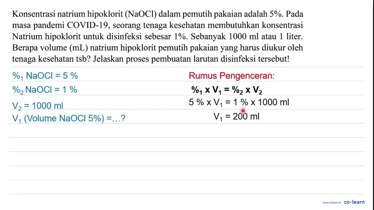 Konsentrasi natrium hipoklorit (NaOCl) dalam pemutih