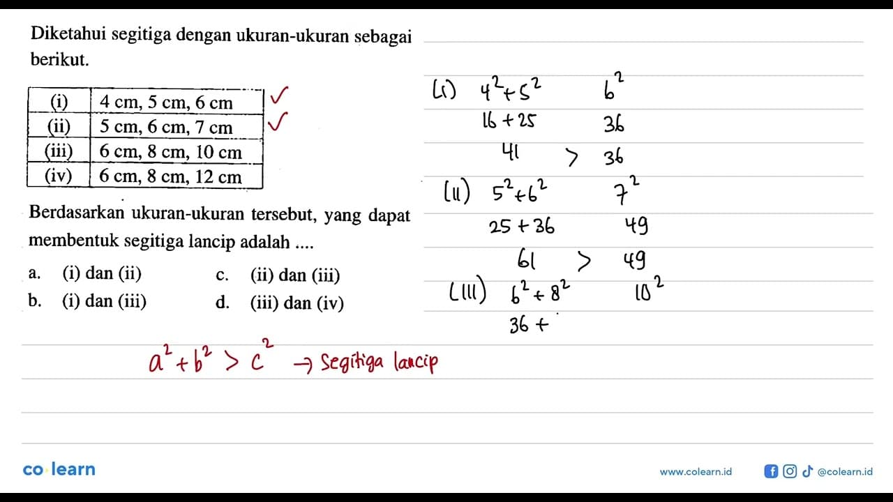 Diketahui segitiga dengan ukuran-ukuran sebagai berikut.