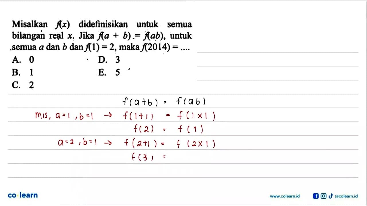 Misalkan f(x) didefinisikan untuk semua bilangan real x.