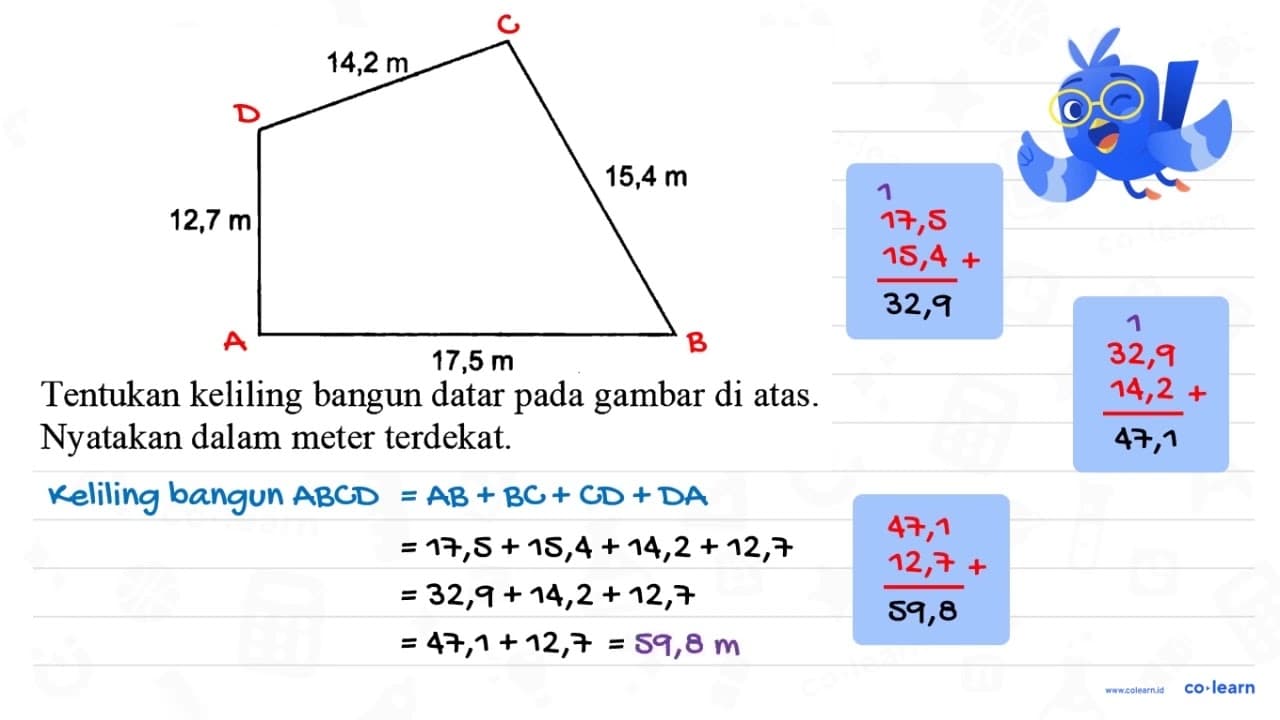 Tentukan keliling bangun datar pada gambar di atas.