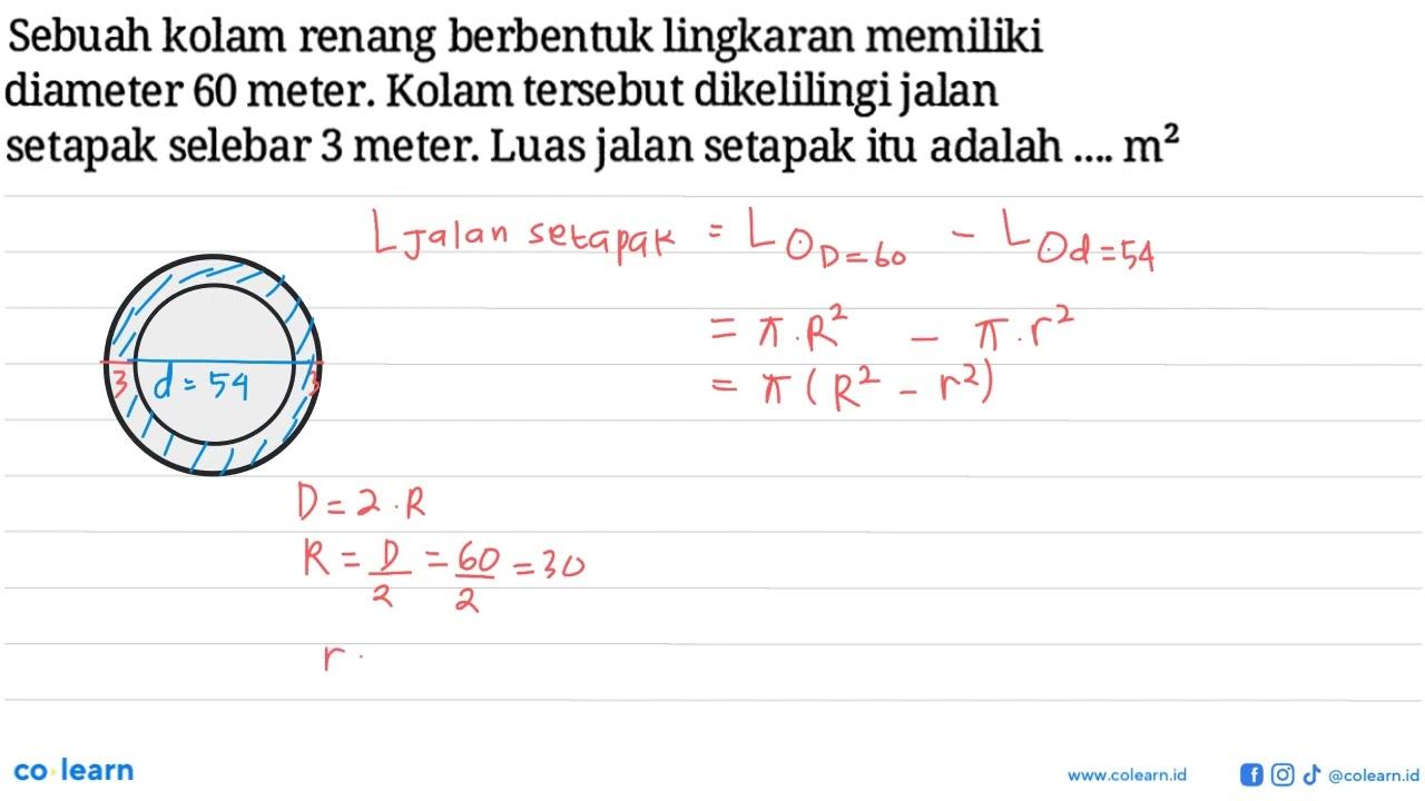 Sebuah kolam renang berbentuk lingkaran memiliki diameter