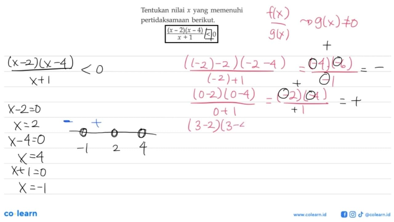 Tentukan nilai x yang memenuhi pertidaksamaan berikut. (((x