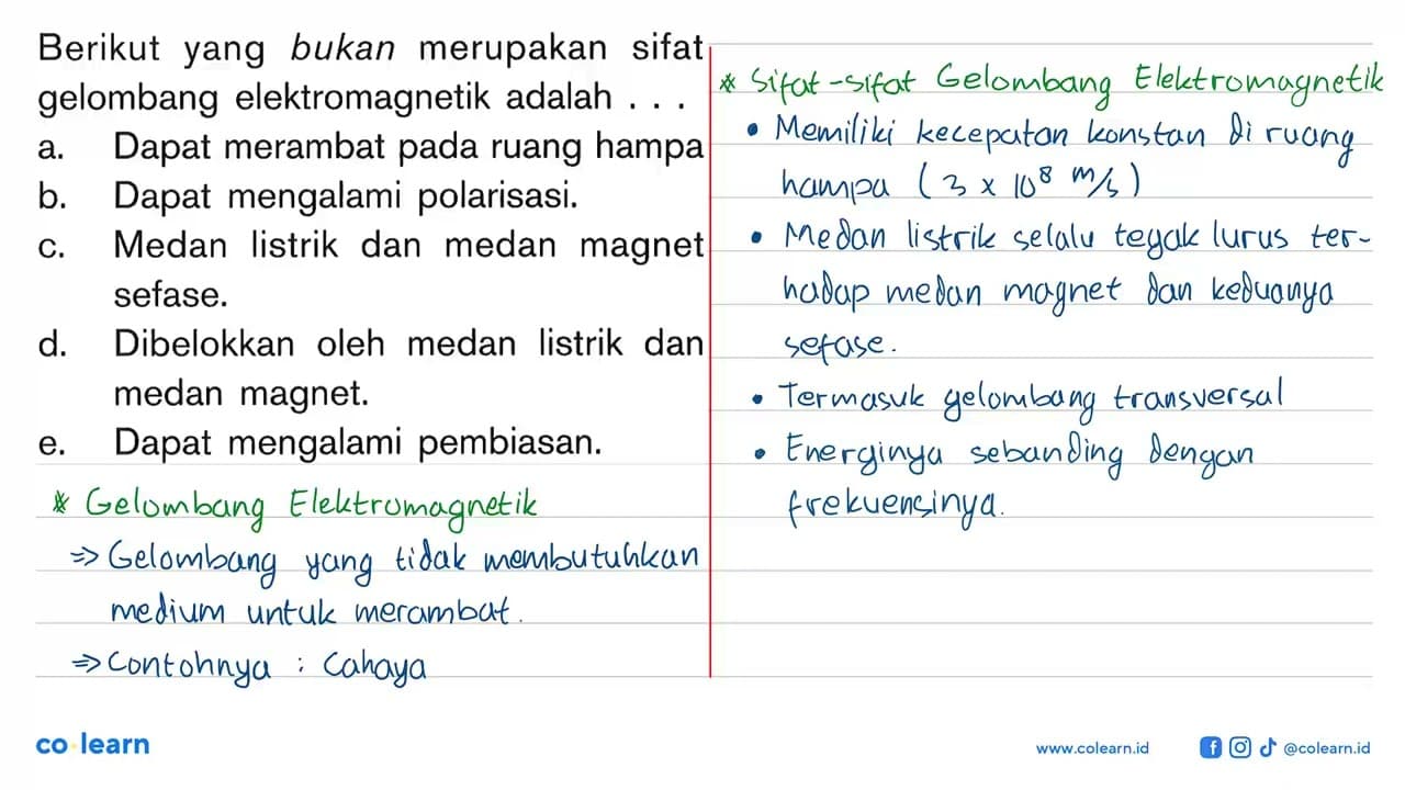 Berikut yang bukan merupakan sifat gelombang