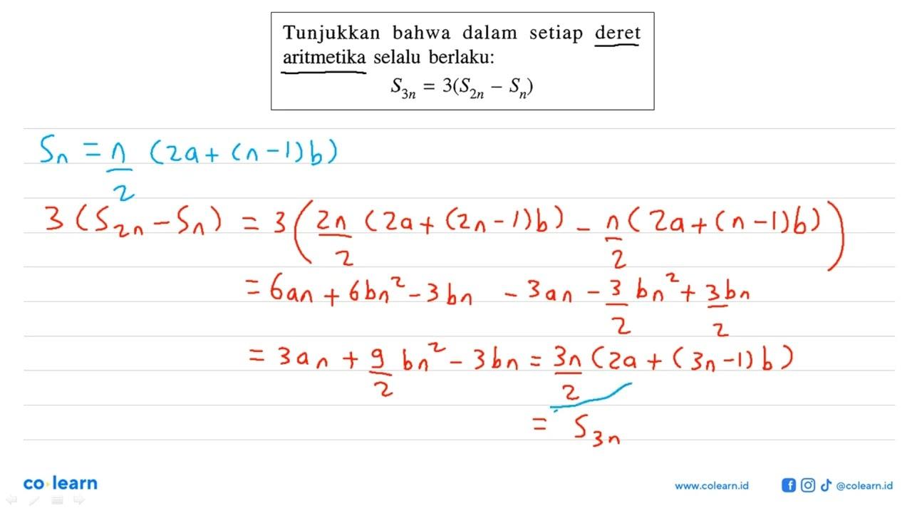 Tunjukkan bahwa dalam setiap deret aritmetika selalu