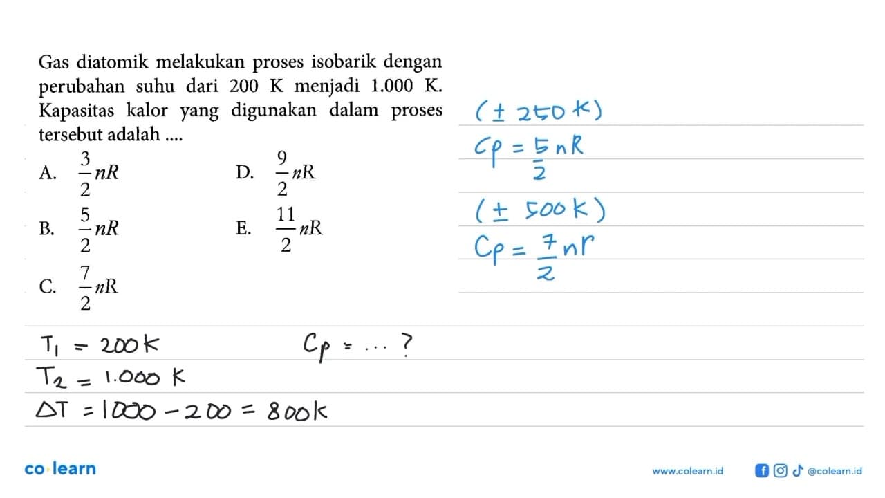 Gas diatomik melakukan proses isobarik dengan perubahan