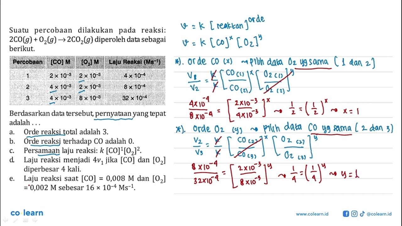 Suatu percobaan dilakukan pada reaksi: 2