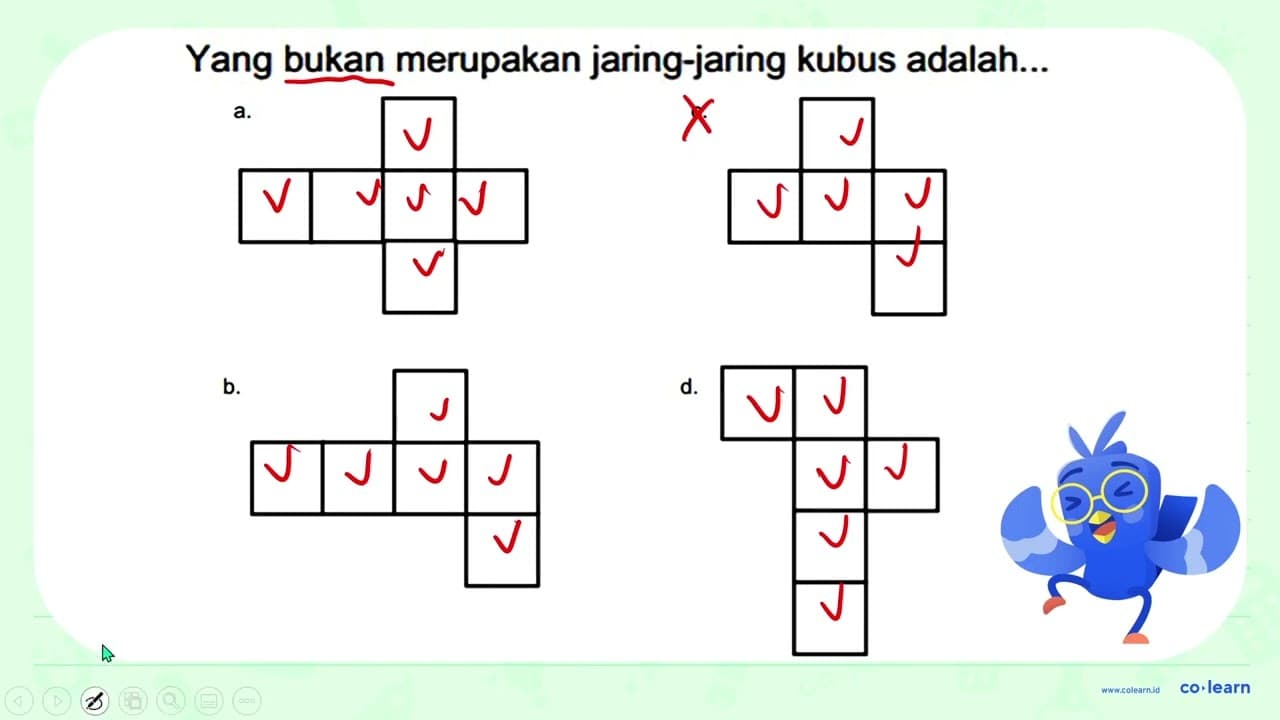 Yang bukan merupakan jaring-jaring kubus adalah... b.